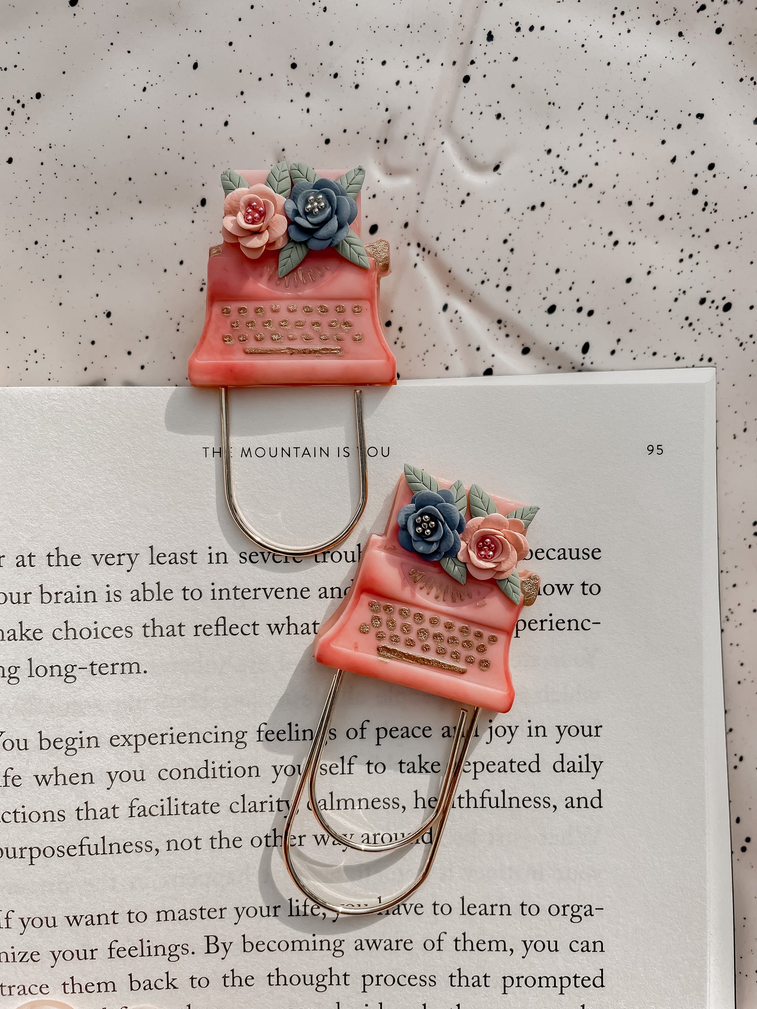 Floral Typewriter Earrings/Bookmarks paper clips
