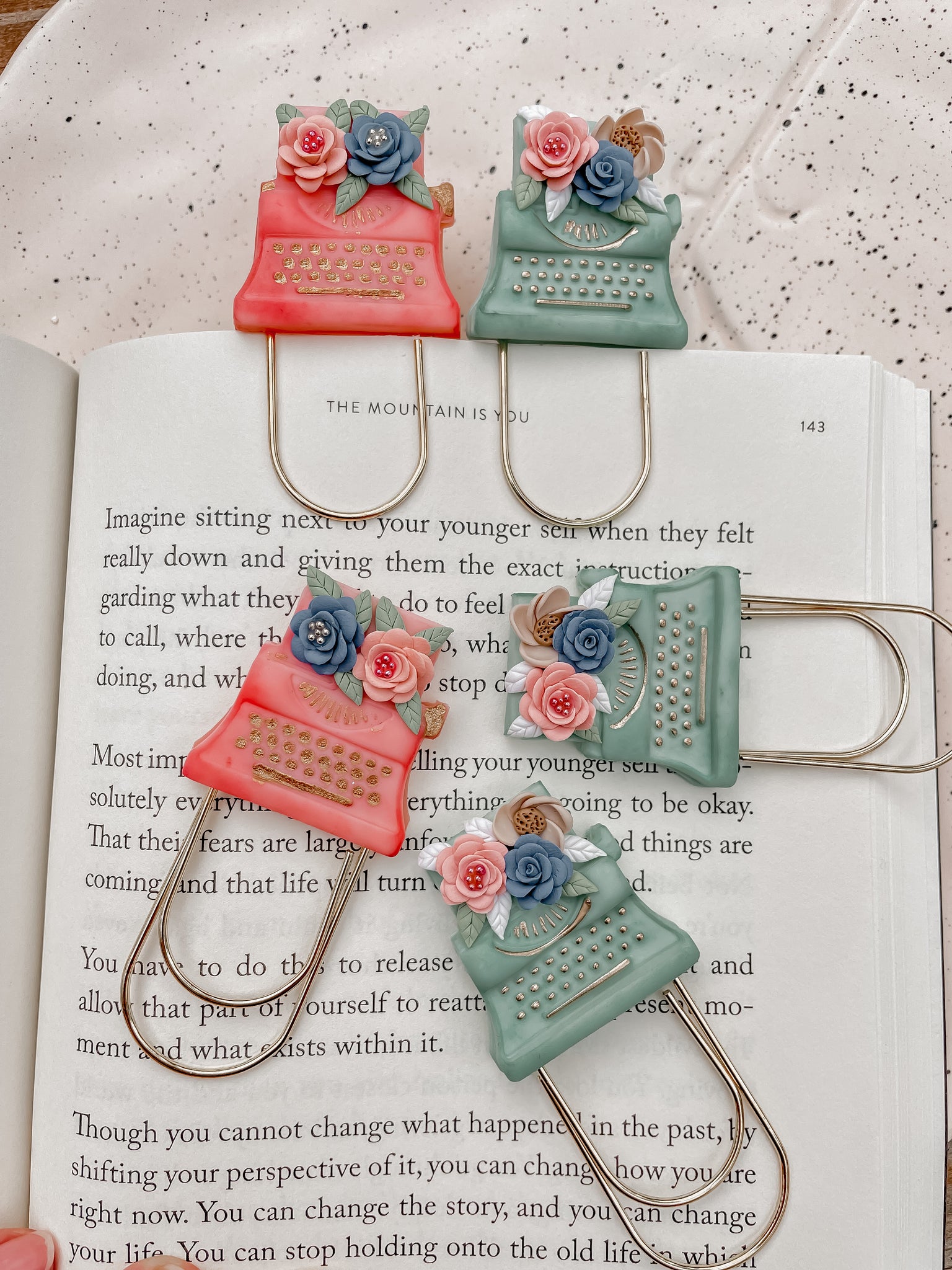 Floral Typewriter Earrings/Bookmarks paper clips
