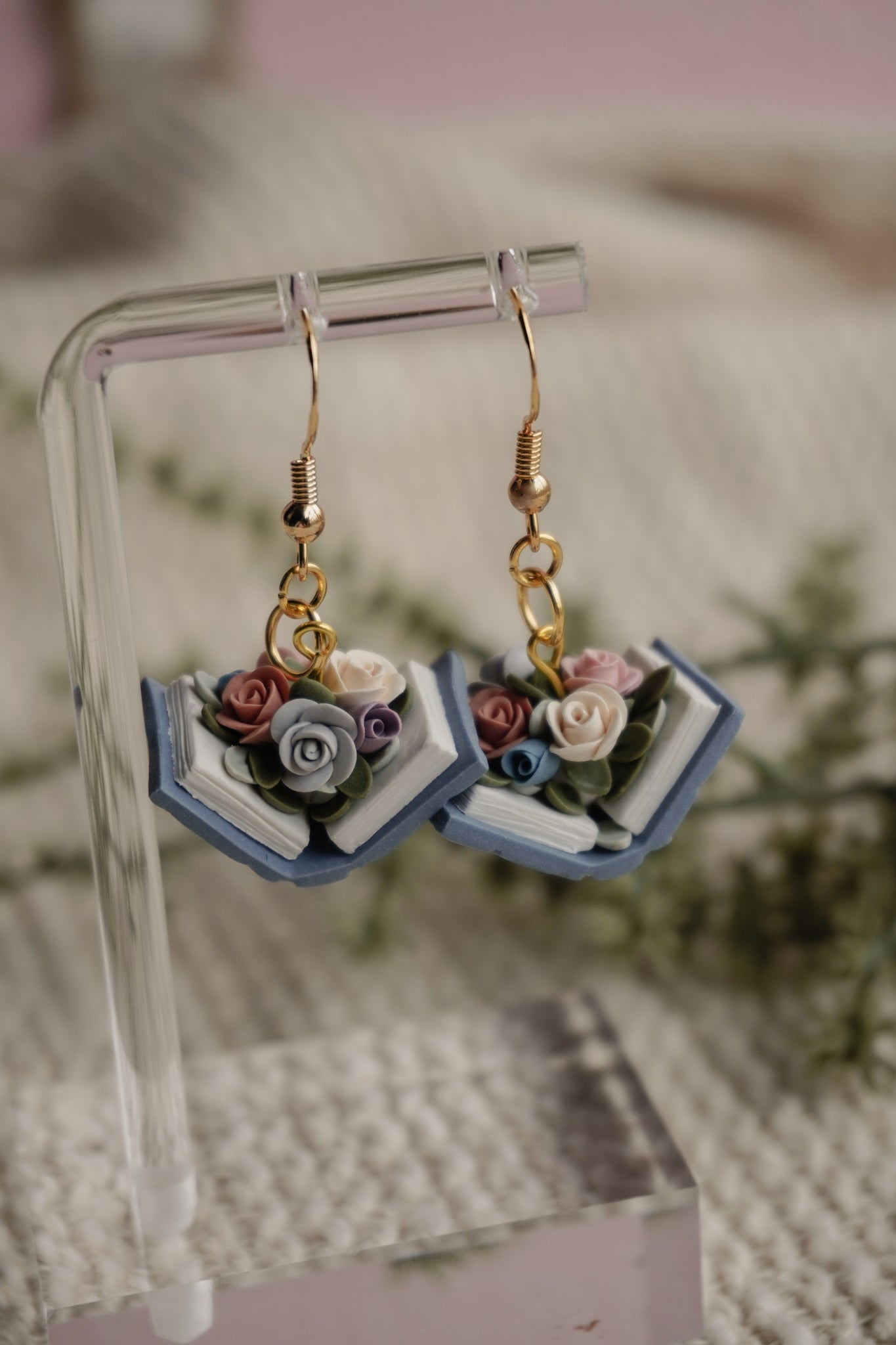 Floral Book Earrings and Necklace