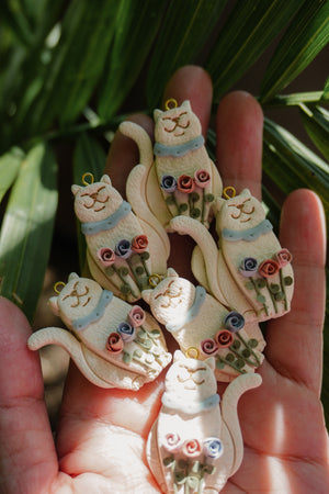 Floral Cat Earrings