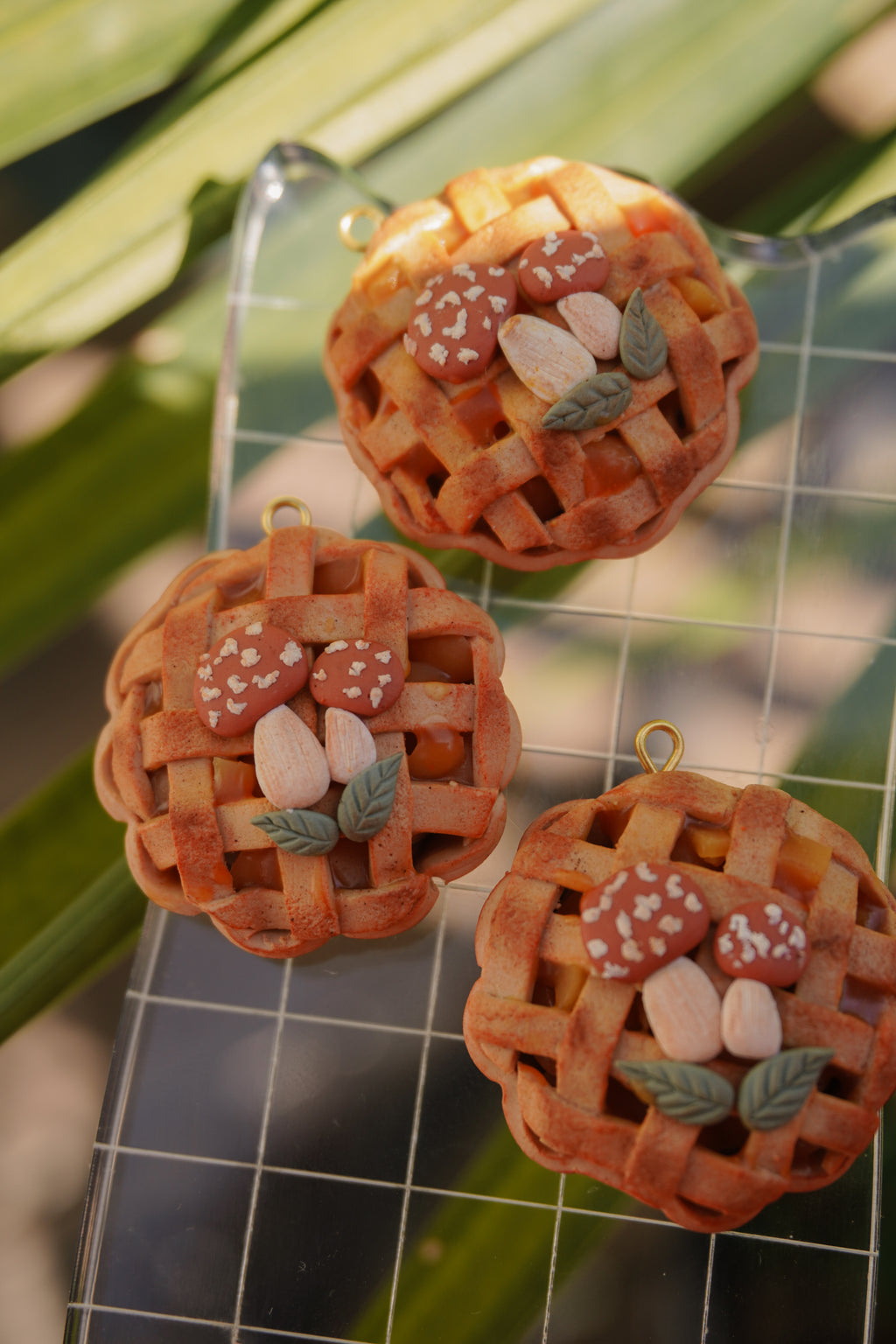 Peach Pies Mushroom Earrings